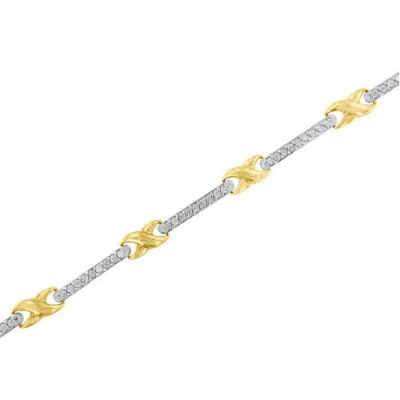 Haus Of Brilliance 10k Yellow Gold 1.00 Cttw Pave Set Diamond Bar And X-link Bracelet In Gold