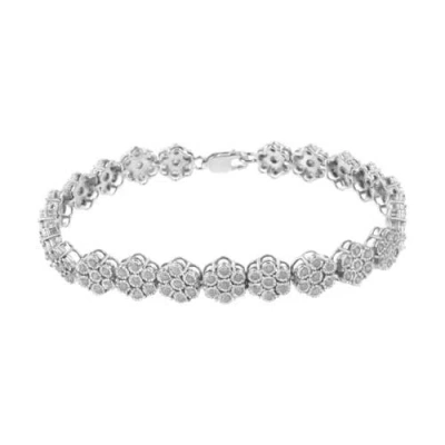 Haus Of Brilliance Silver 2.0 Cttw Diamond 7 Stone Floral Cluster Link Bracelet In White