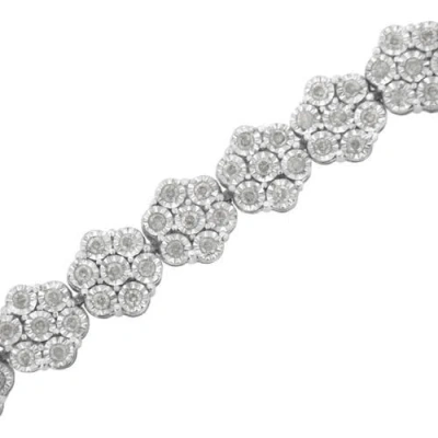Haus Of Brilliance Silver 2.0 Cttw Diamond 7 Stone Floral Cluster Link Bracelet In White