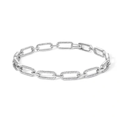 Haus Of Brilliance 14k White Gold 1.00 Cttw Paperclip Link Bracelet In White