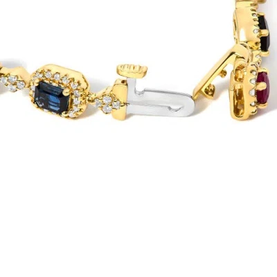 Haus Of Brilliance 14k Yellow Gold Multi-gemstone And Diamond Halo Rainbow Link Bracelet In Gold