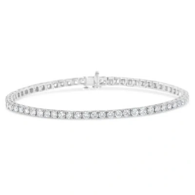 Haus Of Brilliance Igi Certified 5.0 Cttw Diamond 14k White Gold Tennis Bracelet In Blue