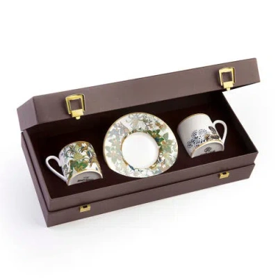 Cavalli Coffee Cup & Saucer With Luxury Box In Green