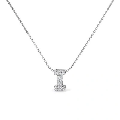 Haus Of Brilliance 10k Gold Diamond Accent "a-z" Initial Bubble Pendant Necklace In Silver