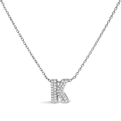 Haus Of Brilliance 10k Gold Diamond Accent "a-z" Initial Bubble Pendant Necklace In Silver