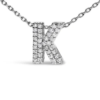 Haus Of Brilliance 10k Gold Diamond Accent "a-z" Initial Bubble Pendant Necklace In Silver