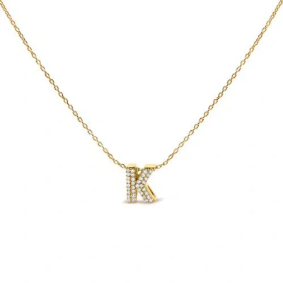 Haus Of Brilliance 10k Gold Diamond Accent "a-z" Initial Bubble Pendant Necklace In Gold