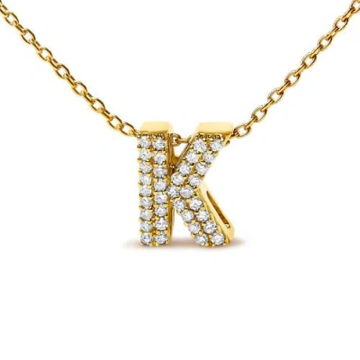 Haus Of Brilliance 10k Gold Diamond Accent "a-z" Initial Bubble Pendant Necklace In Gold