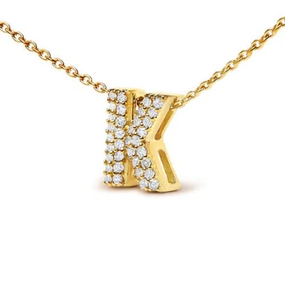 Haus Of Brilliance 10k Gold Diamond Accent "a-z" Initial Bubble Pendant Necklace In Gold