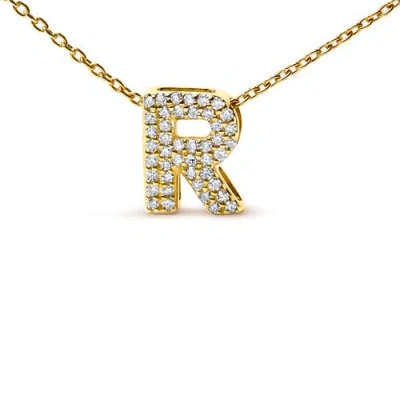 Haus Of Brilliance 10k Gold Diamond Accent "a-z" Initial Bubble Pendant Necklace In Gold