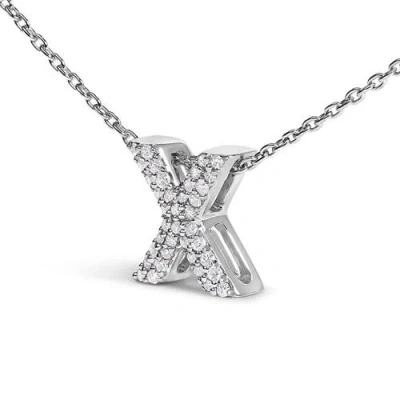 Haus Of Brilliance 10k Gold Diamond Accent "a-z" Initial Bubble Pendant Necklace In Silver