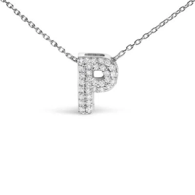 Haus Of Brilliance 10k Gold Diamond Accent "a-z" Initial Bubble Pendant Necklace In Silver