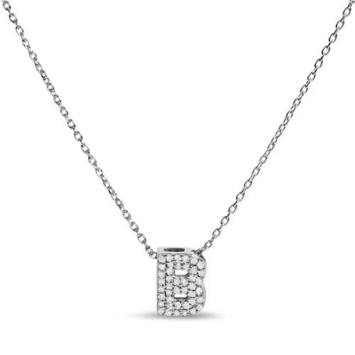 Haus Of Brilliance 10k Gold Diamond Accent "a-z" Initial Bubble Pendant Necklace In Silver