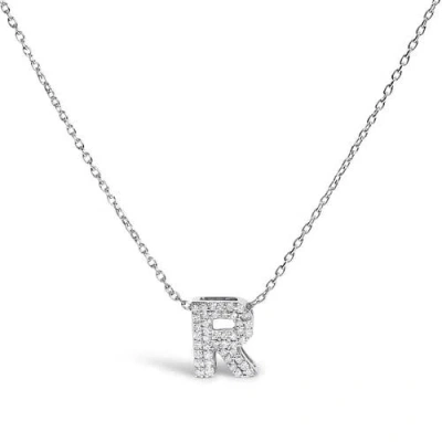 Haus Of Brilliance 10k Gold Diamond Accent "a-z" Initial Bubble Pendant Necklace In Silver