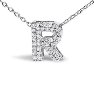 Haus Of Brilliance 10k Gold Diamond Accent "a-z" Initial Bubble Pendant Necklace In Silver