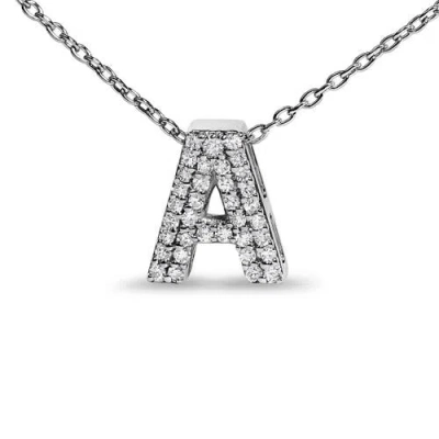 Haus Of Brilliance 10k Gold Diamond Accent "a-z" Initial Bubble Pendant Necklace In Silver