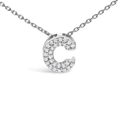 Haus Of Brilliance 10k Gold Diamond Accent "a-z" Initial Bubble Pendant Necklace In Silver