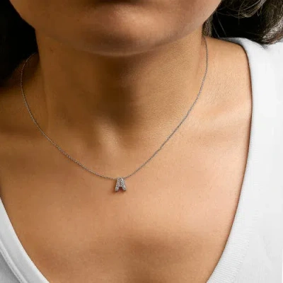 Haus Of Brilliance 10k Gold Diamond Accent "a-z" Initial Bubble Pendant Necklace In Silver