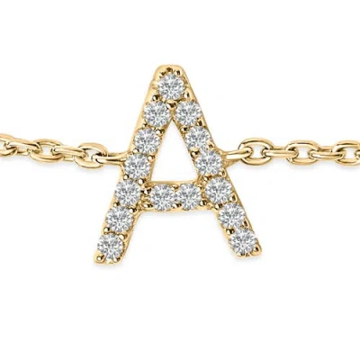 Haus Of Brilliance 10k Gold Diamond Accent "a-z" Initial Charm And Link Bracelet In Gold