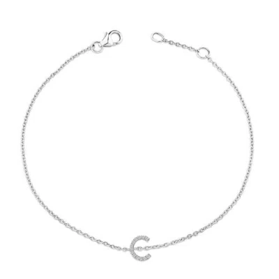 Haus Of Brilliance 10k Gold Diamond Accent "a-z" Initial Charm And Link Bracelet In Silver