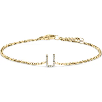 Haus Of Brilliance 10k Gold Diamond Accent "a-z" Initial Charm And Link Bracelet In Gold