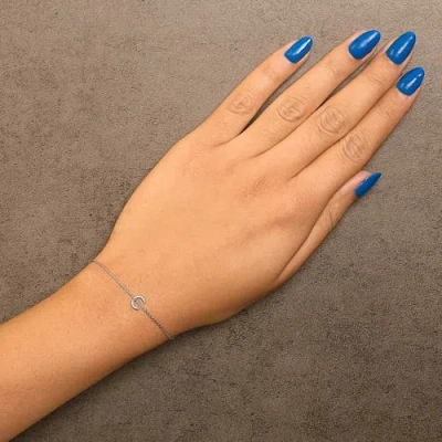 Haus Of Brilliance 10k Gold Diamond Accent "a-z" Initial Charm And Link Bracelet In Silver