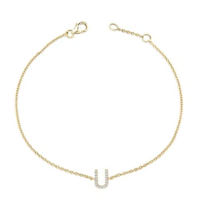 Haus Of Brilliance 10k Gold Diamond Accent "a-z" Initial Charm And Link Bracelet In Gold