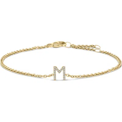 Haus Of Brilliance 10k Gold Diamond Accent "a-z" Initial Charm And Link Bracelet In Gold