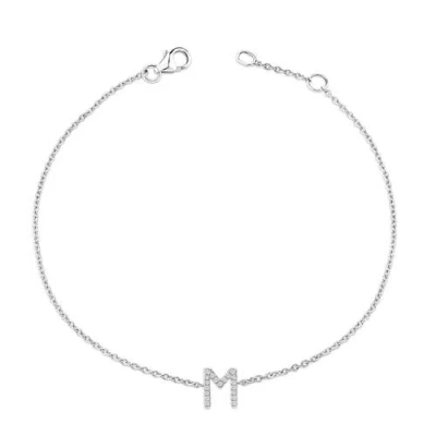 Haus Of Brilliance 10k Gold Diamond Accent "a-z" Initial Charm And Link Bracelet In Silver