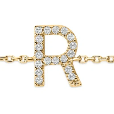 Haus Of Brilliance 10k Gold Diamond Accent "a-z" Initial Charm And Link Bracelet In Gold