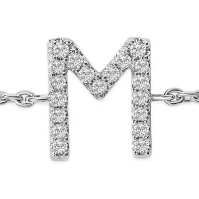 Haus Of Brilliance 10k Gold Diamond Accent "a-z" Initial Charm And Link Bracelet In Silver