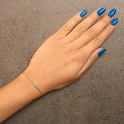 Haus Of Brilliance 10k Gold Diamond Accent "a-z" Initial Charm And Link Bracelet In Gold