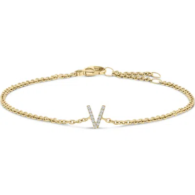 Haus Of Brilliance 10k Gold Diamond Accent "a-z" Initial Charm And Link Bracelet In Gold