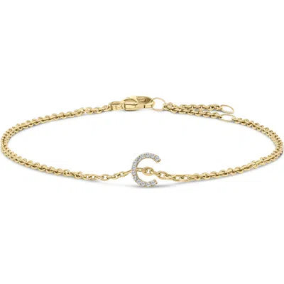 Haus Of Brilliance 10k Gold Diamond Accent "a-z" Initial Charm And Link Bracelet In Gold