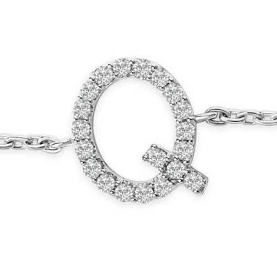 Haus Of Brilliance 10k Gold Diamond Accent "a-z" Initial Charm And Link Bracelet In Silver