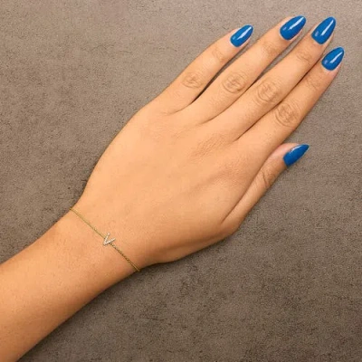 Haus Of Brilliance 10k Gold Diamond Accent "a-z" Initial Charm And Link Bracelet In Gold