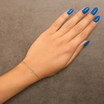 Haus Of Brilliance 10k Gold Diamond Accent "a-z" Initial Charm And Link Bracelet In Gold