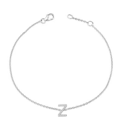 Haus Of Brilliance 10k Gold Diamond Accent "a-z" Initial Charm And Link Bracelet In Silver