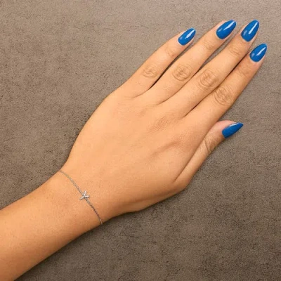 Haus Of Brilliance 10k Gold Diamond Accent "a-z" Initial Charm And Link Bracelet In Silver