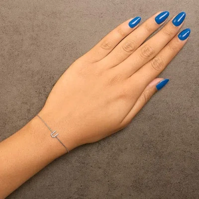 Haus Of Brilliance 10k Gold Diamond Accent "a-z" Initial Charm And Link Bracelet In Silver