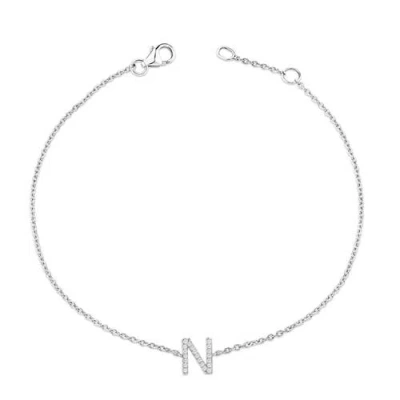 Haus Of Brilliance 10k Gold Diamond Accent "a-z" Initial Charm And Link Bracelet In Silver