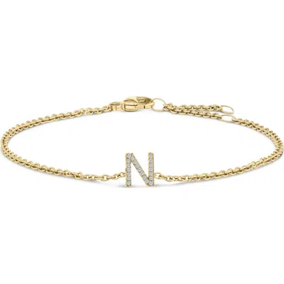 Haus Of Brilliance 10k Gold Diamond Accent "a-z" Initial Charm And Link Bracelet In Gold