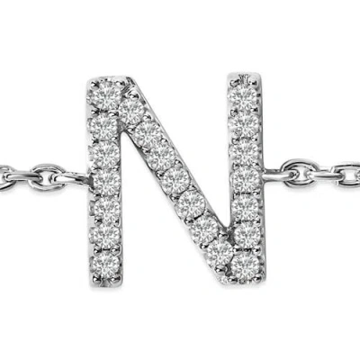 Haus Of Brilliance 10k Gold Diamond Accent "a-z" Initial Charm And Link Bracelet In Silver