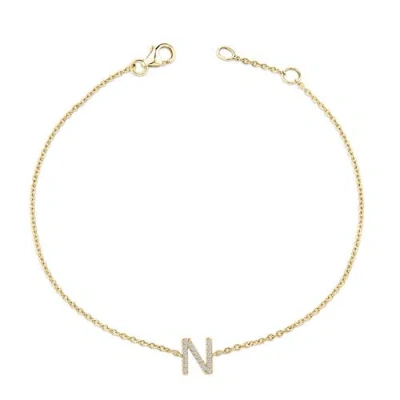 Haus Of Brilliance 10k Gold Diamond Accent "a-z" Initial Charm And Link Bracelet In Gold