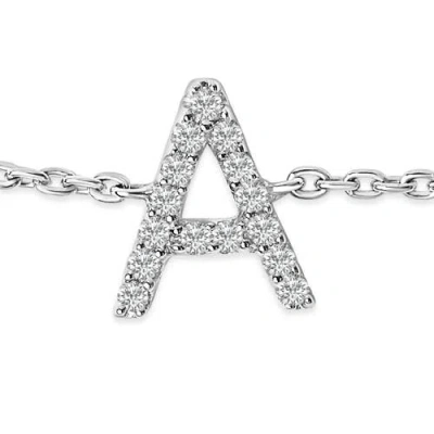 Haus Of Brilliance 10k Gold Diamond Accent "a-z" Initial Charm And Link Bracelet In Silver