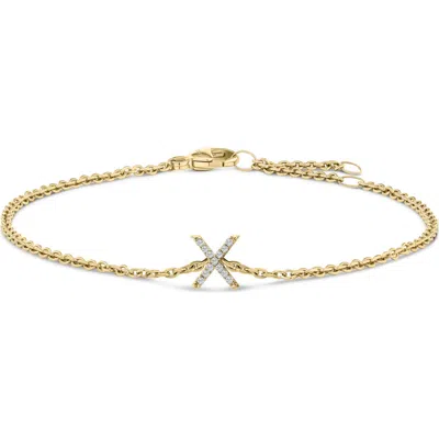 Haus Of Brilliance 10k Gold Diamond Accent "a-z" Initial Charm And Link Bracelet In Gold