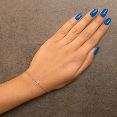 Haus Of Brilliance 10k Gold Diamond Accent "a-z" Initial Charm And Link Bracelet In Silver