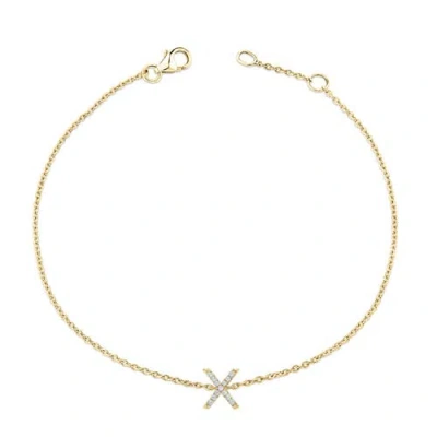 Haus Of Brilliance 10k Gold Diamond Accent "a-z" Initial Charm And Link Bracelet In Gold