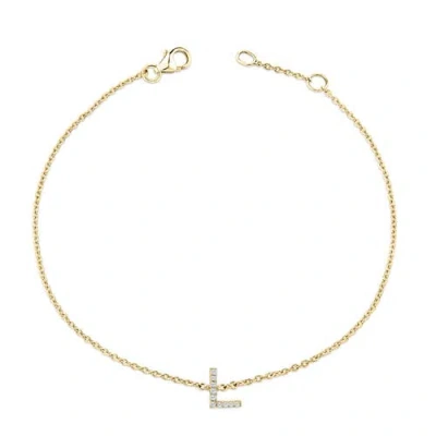 Haus Of Brilliance 10k Gold Diamond Accent "a-z" Initial Charm And Link Bracelet In Gold