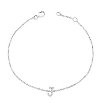 Haus Of Brilliance 10k Gold Diamond Accent "a-z" Initial Charm And Link Bracelet In Metallic